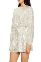 Sequin Long-Sleeve Mini Dress