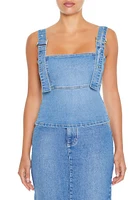 Zip-Up Denim Sleeveless Top