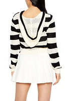 Striped Hooded Cropped Sweater