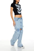 Cutout Mid-Rise Baggy Jeans