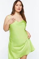 Plus Cowl Neck Satin Slip Dress