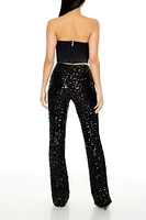 Sequin Mid-Rise Flare Pants