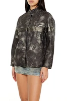 Oil Wash Faux Leather Moto Jacket