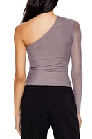 Rhinestone One-Shoulder Crop Top