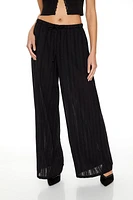 Wide-Leg Pinstriped Pants