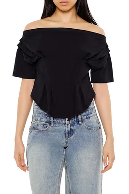 Pleated Off-the-Shoulder Top