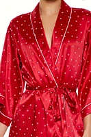 Satin Heart Print Robe