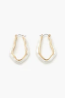 Abstract Faux Pearl Hoop Earrings