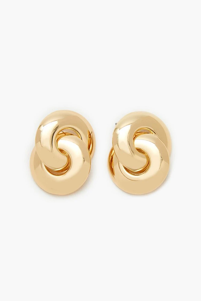 Interlocked Hoop Stud Earrings