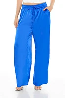 Satin Wide-Leg Drawstring Pants