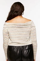 Plus Twisted Off-the-Shoulder Striped Top