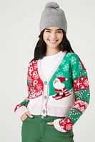 Skiing Santa Cardigan Sweater