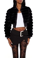 Faux Fur Cropped Bomber Jacket