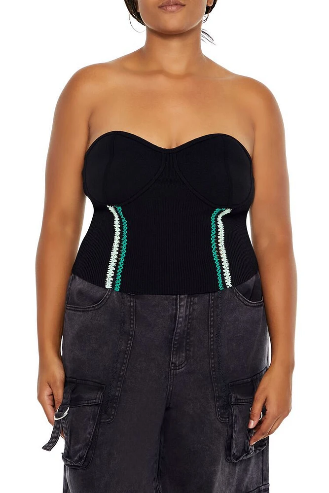 Plus Embroidered Tube Top