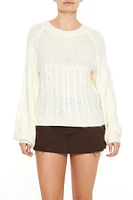 Peasant-Sleeve Cable Knit Sweater