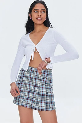 Plaid Cotton-Blend Skort