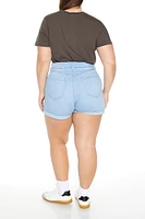 Plus High-Rise Denim Shorts