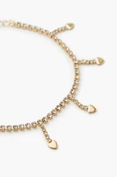 Rhinestone Heart Charm Anklet