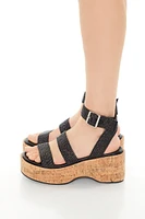 Strappy Cork Platform Wedges