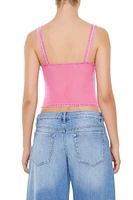 Mesh Ruffle-Trim Cropped Cami