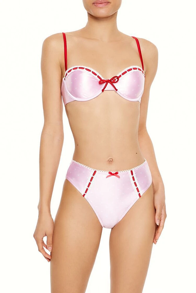 Satin Laced Hearts Underwire Bikini Top