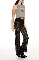 Sheer Lace Flare Pants