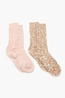 Marled Knit Crew Socks - 2 pack