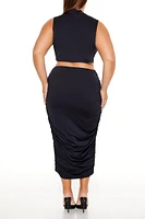 Plus Ruched Crop Top & Skirt Set