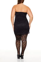 Plus Lace Mini Dress & Tights Set