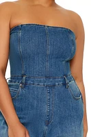 Plus Denim Wide-Leg Jumpsuit