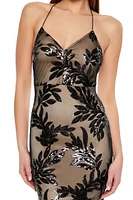 Sequin Leaf Jacquard Maxi Dress