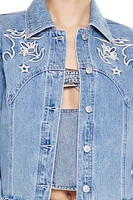 Embroidered Raw-Cut Denim Jacket