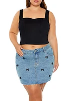 Plus Denim Crop Top