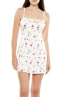 Lace-Trim Floral Mini Slip Dress