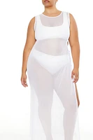 Plus Sheer Swim Cover-Up Dress