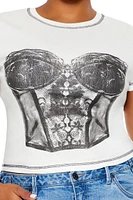 Plus Bustier Graphic Baby Tee