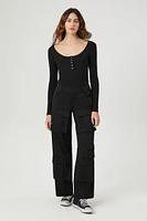 Ribbed Knit Long-Sleeve Bodysuit