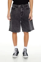 Mid-Rise Denim Baggy Shorts