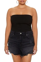 Plus Size Retro High-Rise Denim Shorts