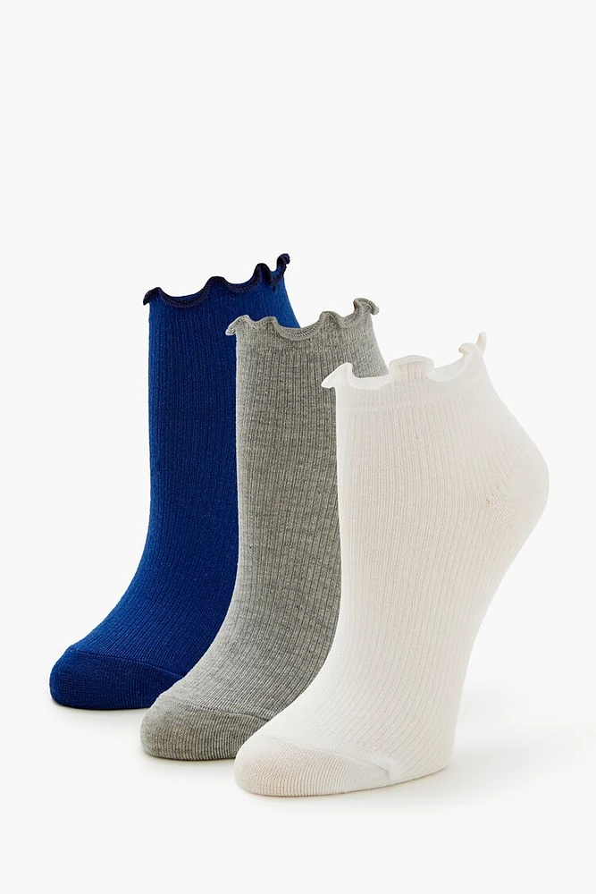 Lettuce-Edge Ankle Socks Set - 3 pack