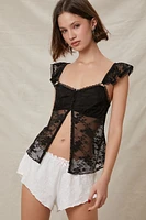 Sheer Lace Split-Front Cami