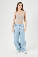 Ribbed Rose Cropped Bustier Top