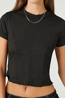 Seamed Lettuce-Edge Cropped Tee