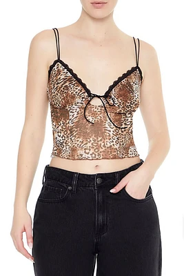 Mesh Leopard Print Cropped Cami