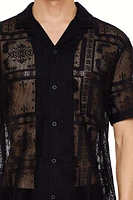 Allover Lace Pattern Button-Down Shirt