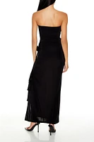 Rosette Ruffle Maxi Tube Dress