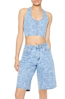 Water Print Halter Crop Top