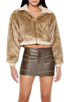 Cropped Faux Fur Bomber Jacket