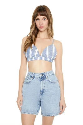 Striped Linen-Blend Bralette