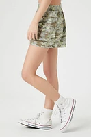 Camo Print Twill Shorts